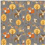 Tissu en coton pour enfant - Au mètre - Largeur : 155 cm - Motifs animaux dans la forêt - Gris BC017 - 50 x 150 cm