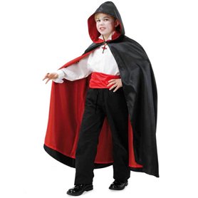 KarnevalsTeufel Costume pour enfant Cape avec capuche Noirrouge Accessoire de costume pour diable Dracula ou d'autres costumes d