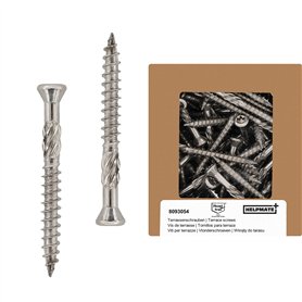HELPMATE - Vis pour terrasse 5x70 acier inoxydable A2-50 vis pour planches + 2 embouts T25 - Vis pour l'extérieur (construction