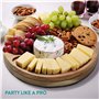Navaris Plateau à fromage - Plateau aperitif pour charcuterie et fromage en bois d'acacia 31 x 31 x 3,8 cm - Planche apéro avec 