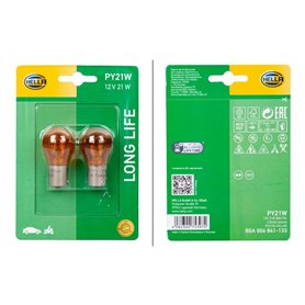 HELLA 8GA 006 841-133 Halogène Ampoule - PY21W - Long Life up to 3x longer lifetime - 12V - 21W - Type de culot de l’ampoule: BA