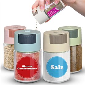 Spicy Cat Lot de 4 petits pots à sucre / sel avec couvercle - 1/4 cuillère à café par clic pour sel