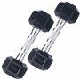 POWRX Haltères de Musculation Hexagonales en Fonte Barre Chromée avec Enveloppe en Caoutchouc Résistant (paire haltere poids 2kg