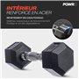 POWRX Haltères de Musculation Hexagonales en Fonte Barre Chromée avec Enveloppe en Caoutchouc Résistant (paire haltere poids 2kg