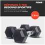 POWRX Haltères de Musculation Hexagonales en Fonte Barre Chromée avec Enveloppe en Caoutchouc Résistant (paire haltere poids 2kg