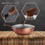 GGC Wok avec manche en bois et couvercle I 32 cm de diamètre Wok avec revêtement antiadhésif I Poêle pour plaques à induction et