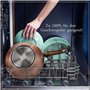 GGC Wok avec manche en bois et couvercle I 32 cm de diamètre Wok avec revêtement antiadhésif I Poêle pour plaques à induction et