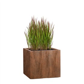 Pflanzwerk® Pot de Fleur Cube Jardinière Brun Roux 23x23x23cm *Résistant au Gel* *Protection UV* *Qualité européenne*