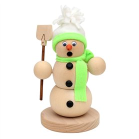Dekohelden24 Bonhomme de Neige fumé tourné à la Main avec Bonnet en Tissu et Yeux Mobiles - Environ 18 cm