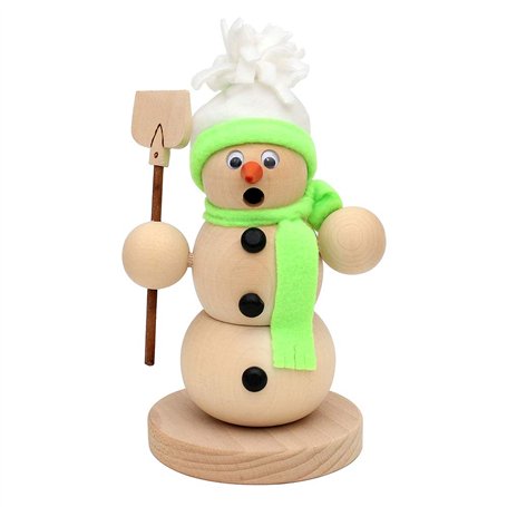 Dekohelden24 Bonhomme de Neige fumé tourné à la Main avec Bonnet en Tissu et Yeux Mobiles - Environ 18 cm
