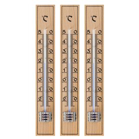 Lantelme 7873 Lot de 3 thermomètres analogiques en bois de hêtre pour extérieur et intérieur
