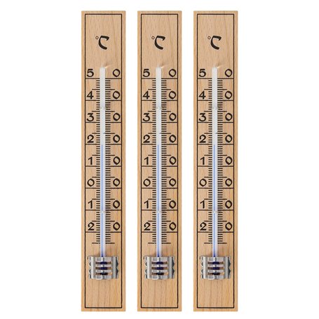 Lantelme 7873 Lot de 3 thermomètres analogiques en bois de hêtre pour extérieur et intérieur