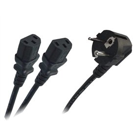 odedo Câble d'alimentation en Y - 1 prise Schuko coudée vers 2 prises femelle C13/IEC13 - 1