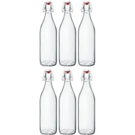 BORMIOLI Verre Bouteilles avec bouchon 'giara' 6 pièces – Volume : 1000 Ml – Hauteur totale XX | Parfait pour huiles anzusetzten