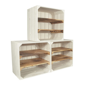 CHICCIE 3X Casier à vin Wino en Bois - Blanc Flammé 2X étagère