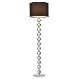 lux.pro Lampadaire Lampe sur Pied Métal Tissu Noir Chrome Hauteur : 155 cm Diamètre de l'Abat-Jour : 48 cm Douille : 1 x E27