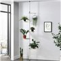 Support de Pot Fleur téléscopique Porte-Pot Stand de Plante Métal et Plastique Réglable en Hauteur Entre 110-305 cm Blanc