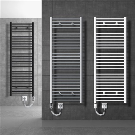 ECD Germany Radiateur avec Élément Chauffant Électrique 300W - 300 x 800 mm - Blanc - Connexion Latéral - Forme Droit - Kit de M