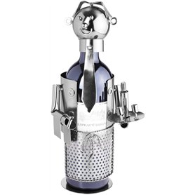 BRUBAKER - Porte-bouteille de vin - Serveur/Sommelier - Sculpture en Métal - Carte de voeux incl. - Idée cadeau originale