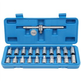 CCLIFE 21 pièces Kit bouchon de vidange 3/8' entraînement Douille de cle vidange avec Poignée coulissante