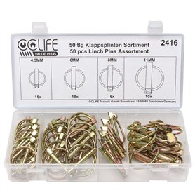 CCLIFE 50 pièces Goupille de lynch avec anneau pour remorque de tracteur agricole，Assortiment de goupilles clips rond sécurité 4