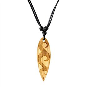 CHICNET Chaîne de surf en bois d'olivier - Gravure réglable - Marron clair - Pour homme et femme