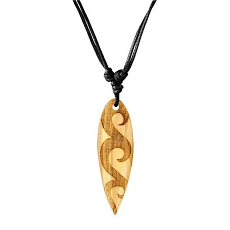 CHICNET Chaîne de surf en bois d'olivier - Gravure réglable - Marron clair - Pour homme et femme