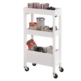SoBuy® FKW49-W Tour de Rangement Desserte Chariot de Stockage en Bois Meuble de Rangement – 3 étagères