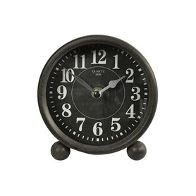 Seaside No.64 - Horloge de table en métal noir ou gris rétro / shabby - Horloge de chevet sans bruit - Cadran simple décore le b