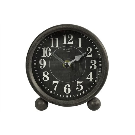 Seaside No.64 - Horloge de table en métal noir ou gris rétro / shabby - Horloge de chevet sans bruit - Cadran simple décore le b
