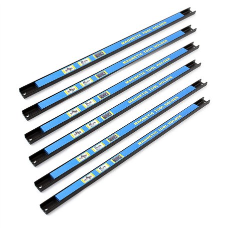 WilTec Kit de 6 Barres Porte-Outils – Longueur 61 cm et Capacité 13 kg par Barre – Barres magnétiques en Acier – Rangement Acces