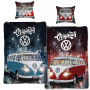BERONAGE Parure de lit réversible avec Fermeture éclair pour VW Volkswagen Bulli Originals Rouge/Bleu 135 cm x 200 cm + 80 cm x 
