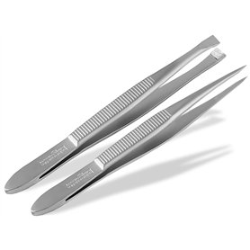 Solingen Kit de pinces à épiler professionnelles 2 pièces pointues droites précises fabriquées en Allemagne Pincettes à sourcils