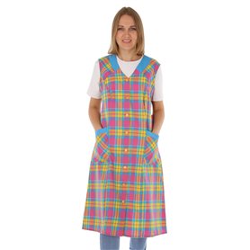 Schuerzenfabrik Blouse à boutons pour femme - Tissu mélangé à carreaux - Tablier sans manches - Multicolore - 50