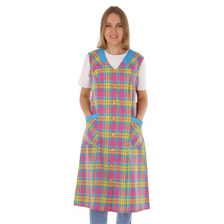 Schuerzenfabrik Blouse à boutons pour femme - Tissu mélangé à carreaux - Tablier sans manches - Multicolore - 50