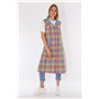 Schuerzenfabrik Blouse à boutons pour femme - Tissu mélangé à carreaux - Tablier sans manches - Multicolore - 50