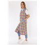 Schuerzenfabrik Blouse à boutons pour femme - Tissu mélangé à carreaux - Tablier sans manches - Multicolore - 50