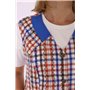 Schuerzenfabrik Blouse boutonnée pour femme - En tissu mélangé - À carreaux - Sans manches - Tablier de cuisine, Design 13, 44