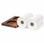 Salière et poivrière en céramique blanche dans un support en bois d'acacia - Look méditerranéen - Ustensile de cuisine
