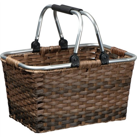 Panier à provisions en rotin - Coloration individuelle - Avec poignée pliante en aluminium rembourré de qualité supérieure - Gra