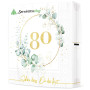 Lot de 20 serviettes de table en papier décoratives pour 80e anniversaire Eucalyptus avec inscription en allemand « Schön, dass 