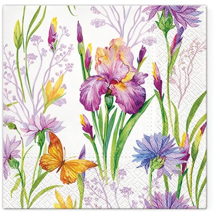 Lot de 20 serviettes de table papillons sur Iris | fleurs | jardin | floral | motif floral | printemps | été | décoration de tab