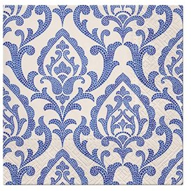 Lot de 20 serviettes en papier motif Tiles - Bleues - 33 x 33 cm