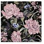 Lot de 20 serviettes de table motif fleurs mystérieuses sur fond noir - Décoration de table 33 x 33 cm