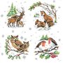 Servietten Tiere 20 Serviettes Famille Animaux Hiver | Fuchs | Eule | Reh | Hirsch | Oiseaux 33x33cm - 3 Couches - Biodégradable