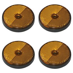 Multibros Lot de 4 catadioptres arrière ronds orange Ø 60 mm | Réflecteurs certifiés E4 pour remorques