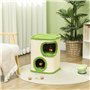 PawHut Tonneau à Chat de 52 cm de Haut avec 2 niches, Arbre à Chat avec Jouet de Coccinelle, Tour pour Chat en sisal, Niche pour
