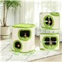 PawHut Tonneau à Chat de 52 cm de Haut avec 2 niches, Arbre à Chat avec Jouet de Coccinelle, Tour pour Chat en sisal, Niche pour