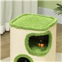 PawHut Tonneau à Chat de 52 cm de Haut avec 2 niches, Arbre à Chat avec Jouet de Coccinelle, Tour pour Chat en sisal, Niche pour