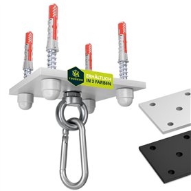 Yourkon | Sac de frappe et support de plafond | Blanc poudré | Matériel de fixation inclus | Acier de 5 mm d'épaisseur | 140 kg